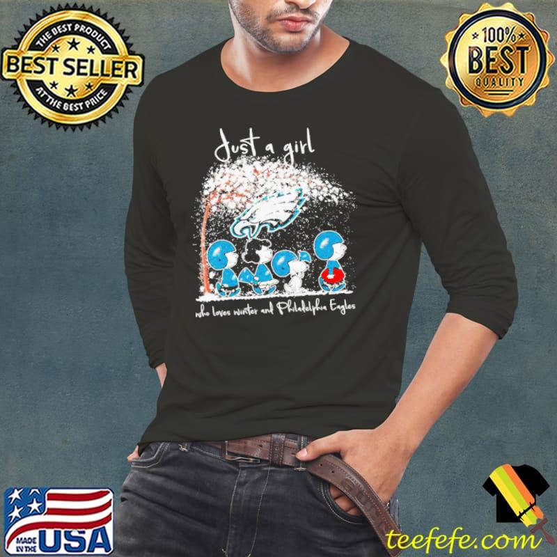 Peanuts characters just a girl who loves winter and Philadelphia Eagles s Long Sleeve Tee Peanuts characters just a girl who loves winter and Philadelphia Eagles s Long Sleeve Tee