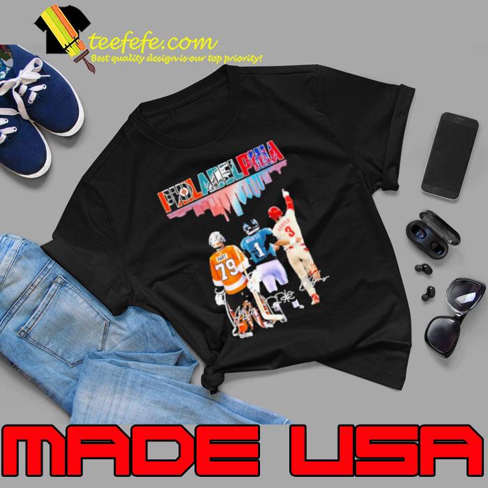 Philadelphia Flyers Hart Eagles Hurts And Phillies Harper Signatures shirt