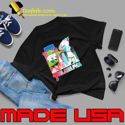 Philadelphia Phillies and Philadelphia Eagles mascots city line shirt
