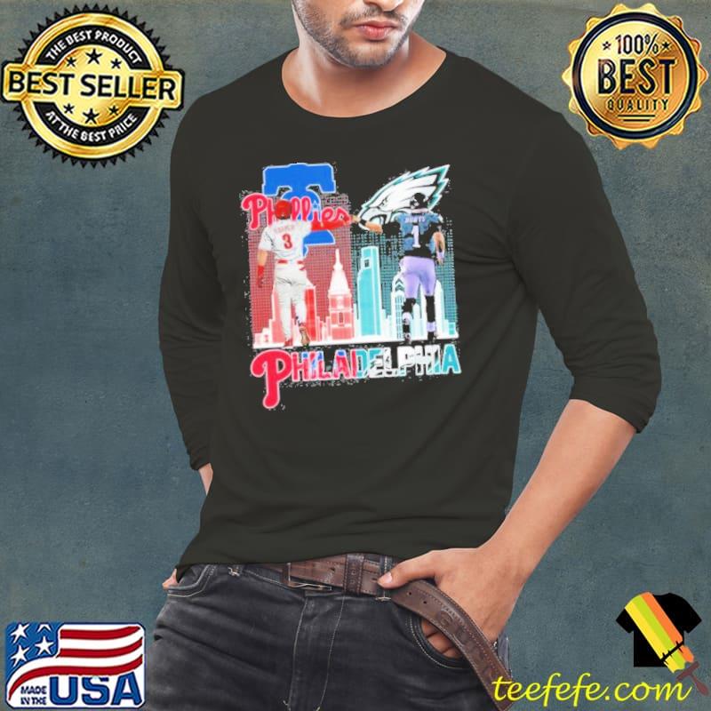 Philadelphia phillies bryce harper vs philadelphia eagles jalen hurts city Shirt Long Sleeve Tee Philadelphia phillies bryce harper vs philadelphia eagles jalen hurts city Shirt Long Sleeve Tee
