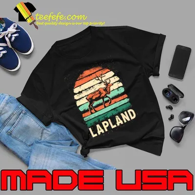 Reindeer and Northern Lights in Lapland Finland Vintage T-Shirt