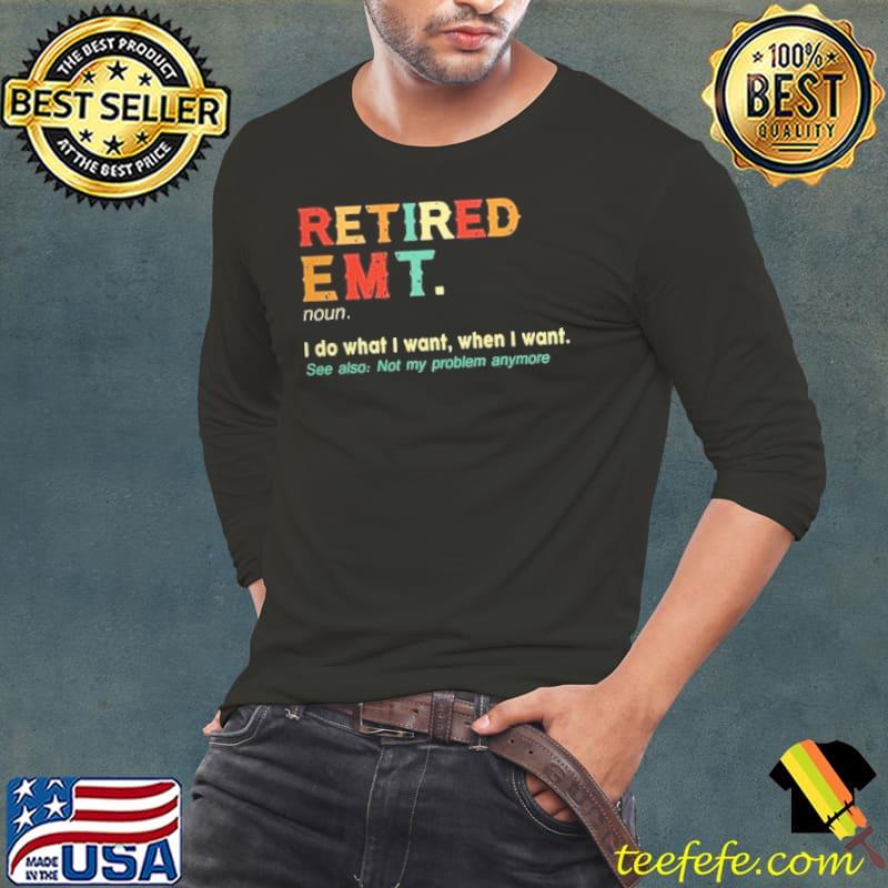 Retired EMT Cross American Flag s Long Sleeve Tee Retired EMT Cross American Flag s Long Sleeve Tee