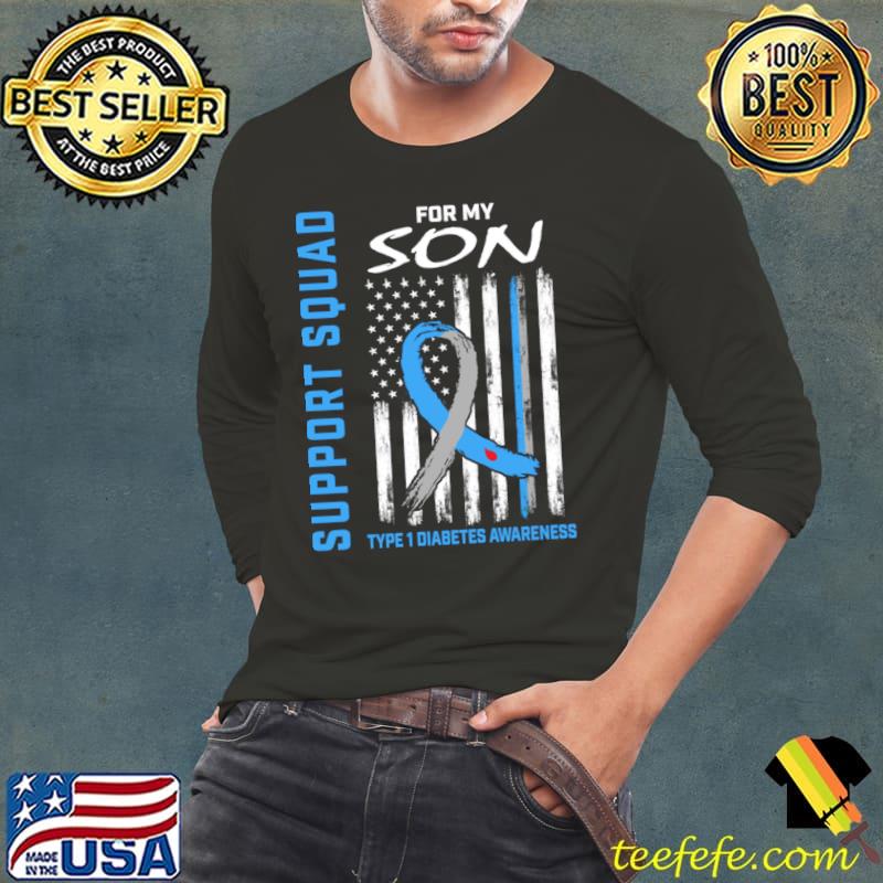Son Type 1 Diabetes Awareness For My Son American Flag T-Shirt Long Sleeve Tee Son Type 1 Diabetes Awareness For My Son American Flag T-Shirt Long Sleeve Tee