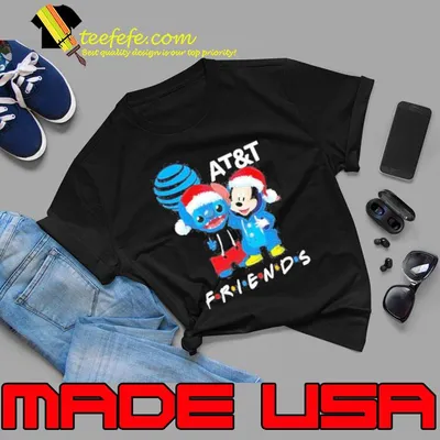 Stitch and Mickey Mouse AT and T Friends Merry Christmas Shirt