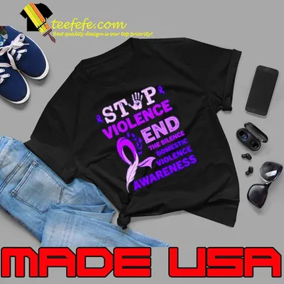 Stop violence end the silence domestic violence awareness purple ribbon shirt