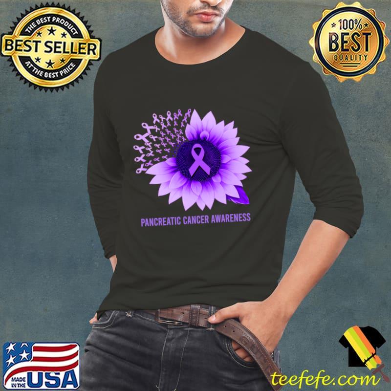 Sunflower Pancreatic Cancer Purple Ribbon Pancreatic Cancer Awareness T-Shirt Long Sleeve Tee Sunflower Pancreatic Cancer Purple Ribbon Pancreatic Cancer Awareness T-Shirt Long Sleeve Tee
