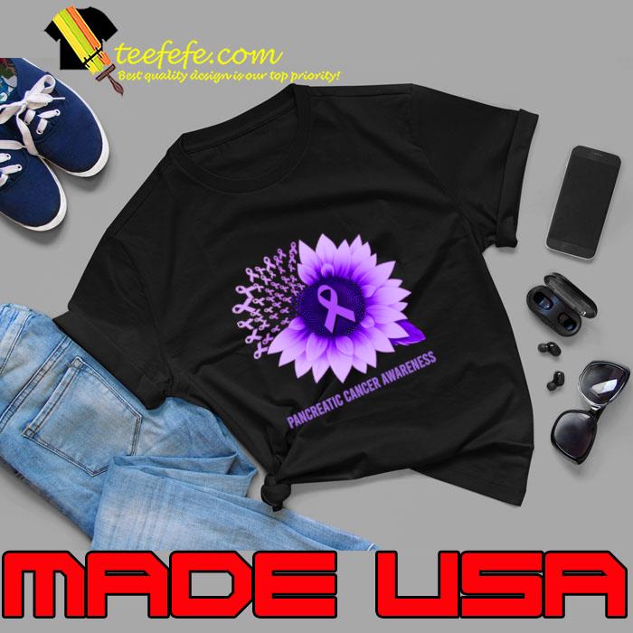 Sunflower Pancreatic Cancer Purple Ribbon Pancreatic Cancer Awareness T-Shirt Sunflower Pancreatic Cancer Purple Ribbon Pancreatic Cancer Awareness T-Shirt