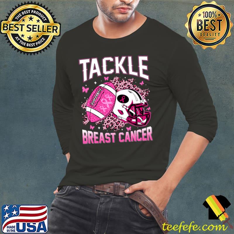 Tackle Cancer Breast Cancer Awareness Ribbon Football Leopard T-Shirt Long Sleeve Tee Tackle Cancer Breast Cancer Awareness Ribbon Football Leopard T-Shirt Long Sleeve Tee