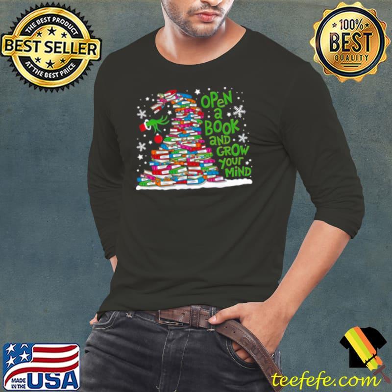 The Grinch Open A Book And Grow Your Mind s Long Sleeve Tee The Grinch Open A Book And Grow Your Mind s Long Sleeve Tee