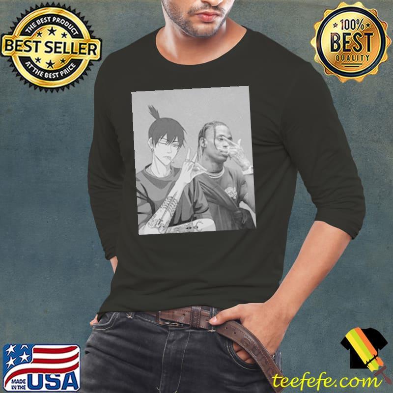 Travis Scott and Aki Hayakawa Chainsaw Man s Long Sleeve Tee Travis Scott and Aki Hayakawa Chainsaw Man s Long Sleeve Tee