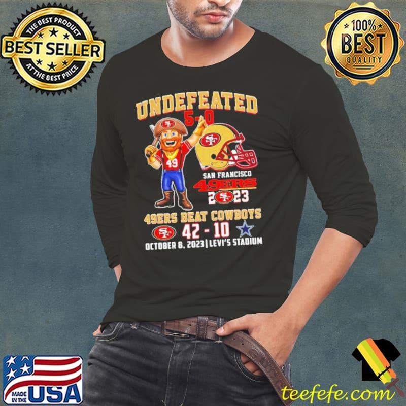 Undefeated 5-0 49ers Beat Cowboys 42-10 October 8 2023 Levi’s Stadium s Long Sleeve Tee Undefeated 5-0 49ers Beat Cowboys 42-10 October 8 2023 Levi’s Stadium s Long Sleeve Tee