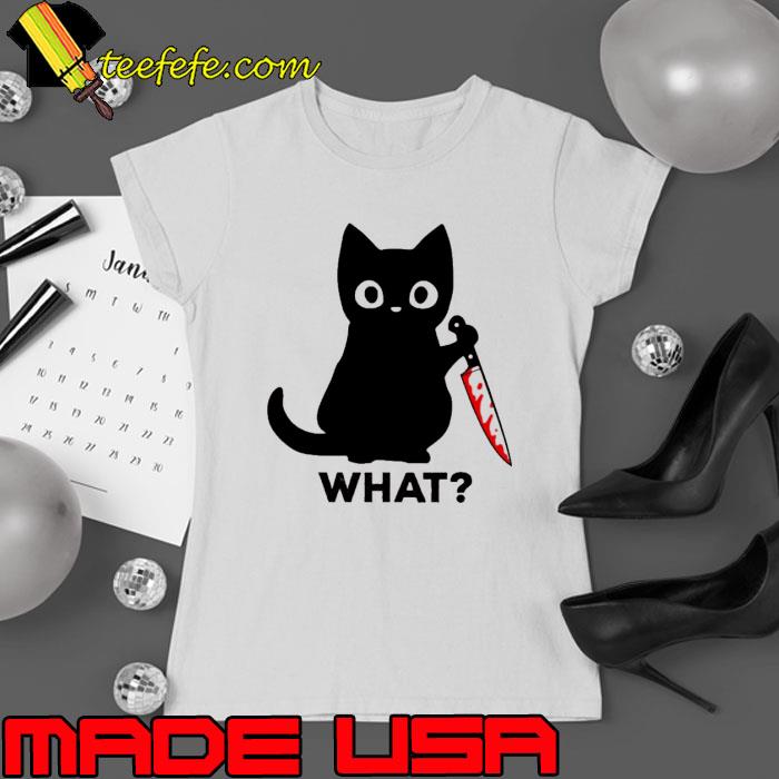What black cat with knife blood halloween s Ladies tee What black cat with knife blood halloween s Ladies tee