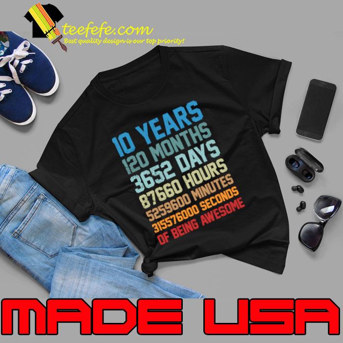 10 Years 120 Months Of Being Awesome 10th Birthday T-Shirt