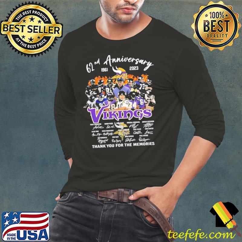 62nd anniversary 1961 2023 Vikings thank you for the memories signature s Long Sleeve Tee 62nd anniversary 1961 2023 Vikings thank you for the memories signature s Long Sleeve Tee