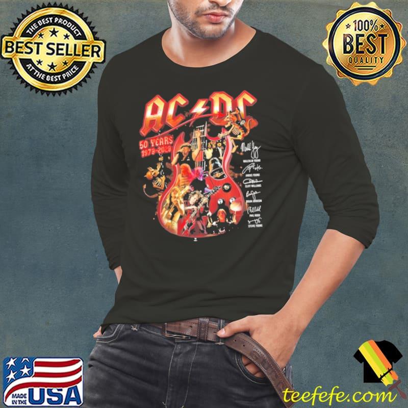 ACDC Band 50 years 1973 2023 guitar signature s Long Sleeve Tee ACDC Band 50 years 1973 2023 guitar signature s Long Sleeve Tee