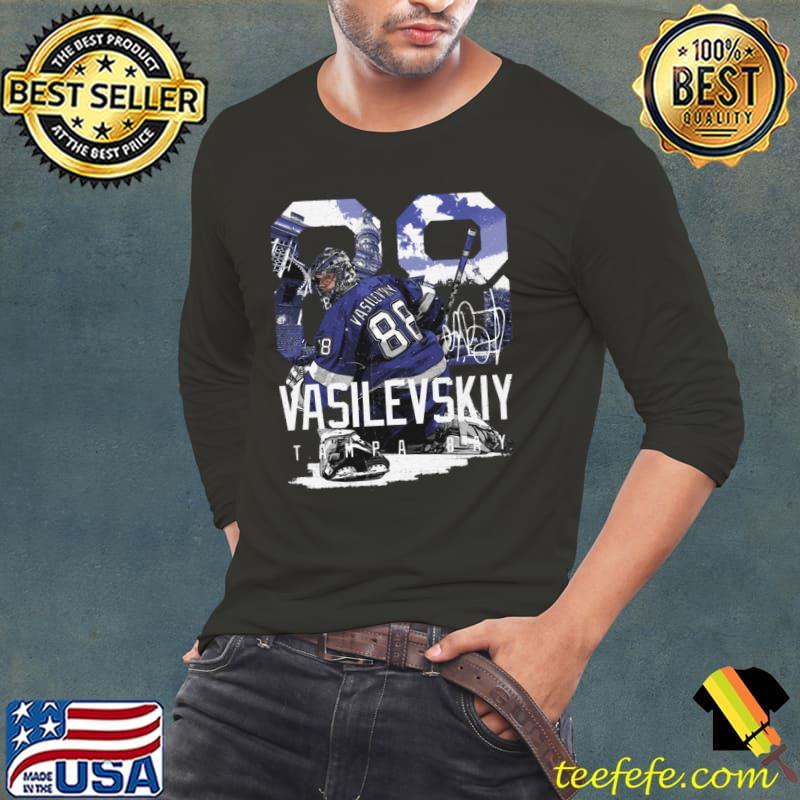 Andrei Vasilevskiy Signature professional ice hockey Tampa Bay Landmark T-Shirt Long Sleeve Tee Andrei Vasilevskiy Signature professional ice hockey Tampa Bay Landmark T-Shirt Long Sleeve Tee