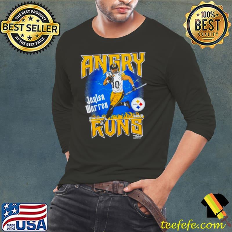 Angry Runs Pittsburgh Steelers Jaylen Warren retro s Long Sleeve Tee Angry Runs Pittsburgh Steelers Jaylen Warren retro s Long Sleeve Tee