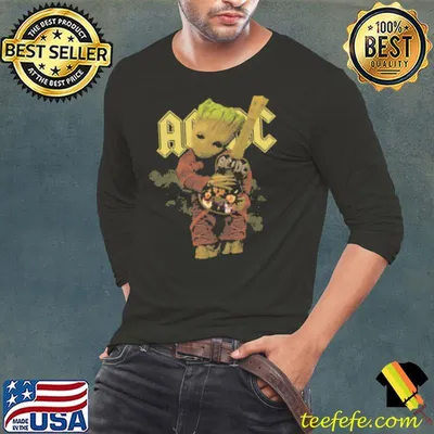 Baby Groot Hug ACDC Guitar Shirt