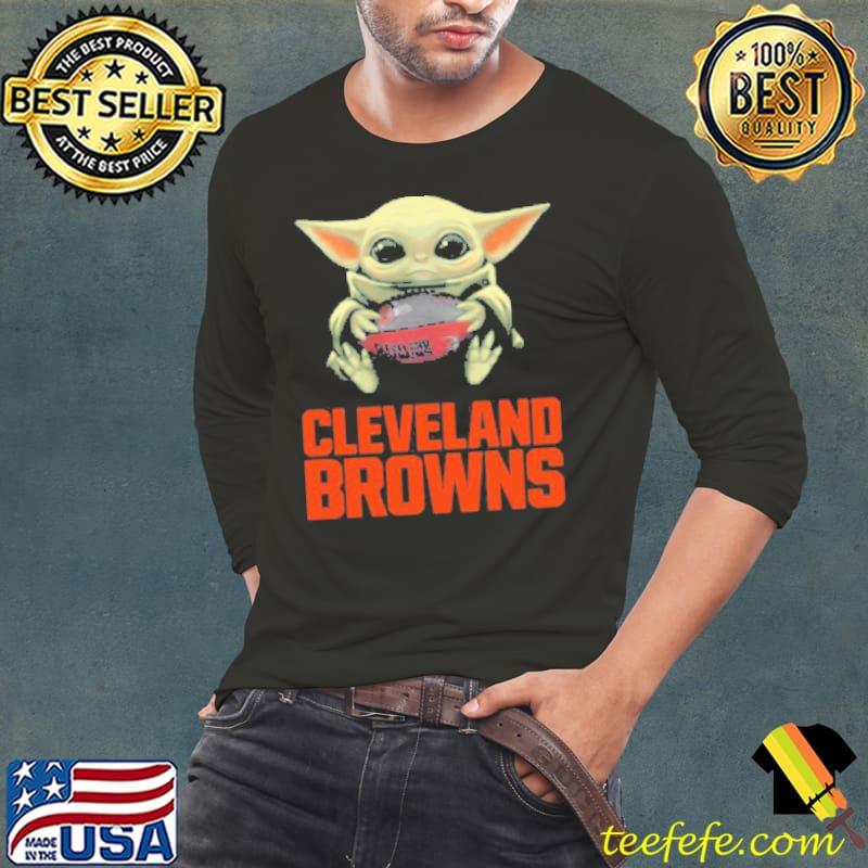 Baby Yoda Hug Cleveland Browns Logo Shirt Long Sleeve Tee Baby Yoda Hug Cleveland Browns Logo Shirt Long Sleeve Tee