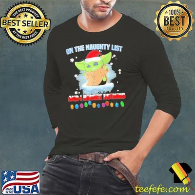 Baby Yoda santa on the naughty list and I regret nothing christmas shirt