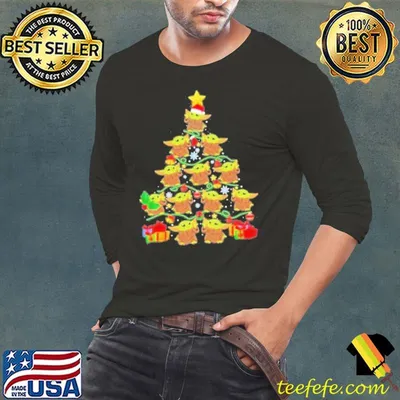 Baby Yoda santa tree merry christmas shirt
