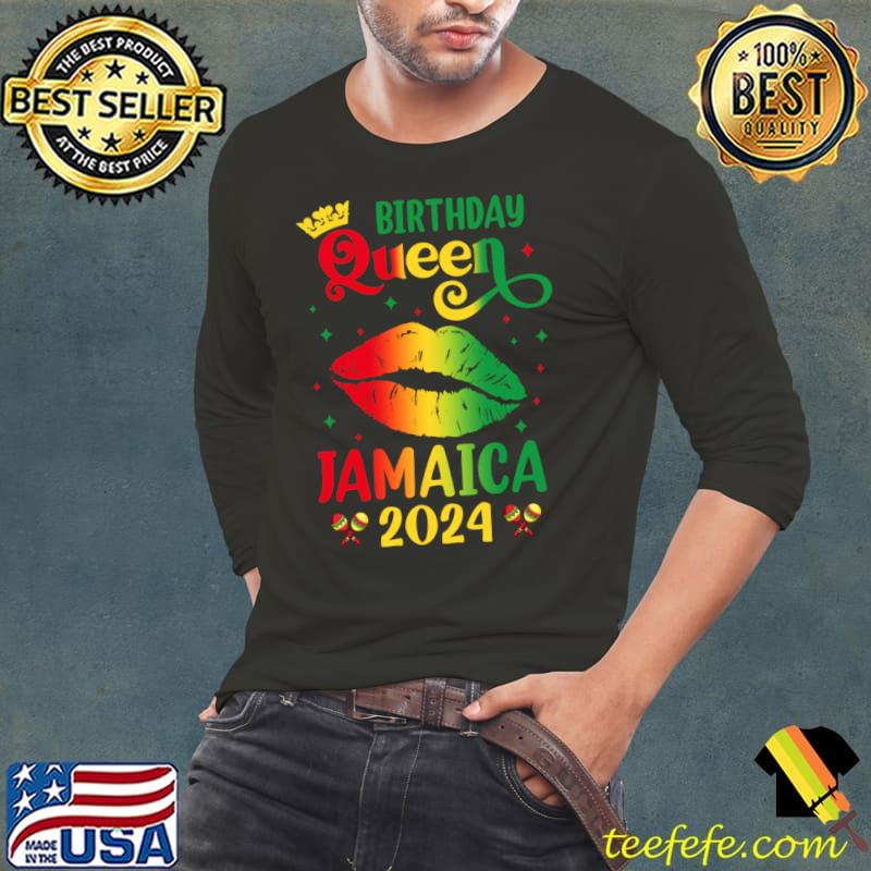 Birthday Queen Jamaica 2024 Girls Trip Party Jamaican Lips T-Shirt Long Sleeve Tee Birthday Queen Jamaica 2024 Girls Trip Party Jamaican Lips T-Shirt Long Sleeve Tee