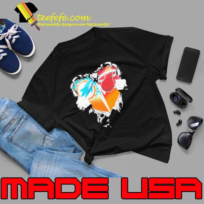 Blood Inside Miami Dolphins Vs Miami Heat Heart Shirt Unisex Blood Inside Miami Dolphins Vs Miami Heat Heart Shirt Unisex