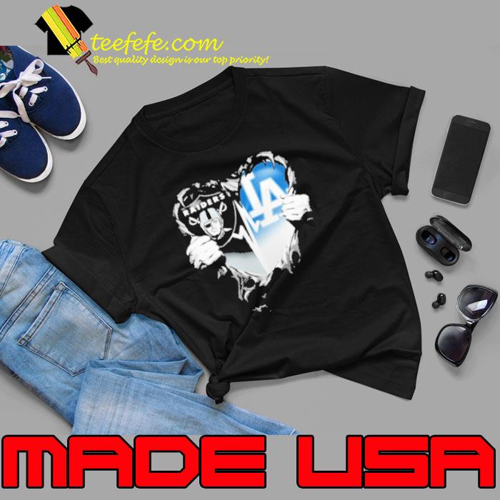 Blood Inside Oakland Raiders And Los Angeles Dodgers Heart Heartbeat Shirt Unisex Blood Inside Oakland Raiders And Los Angeles Dodgers Heart Heartbeat Shirt Unisex