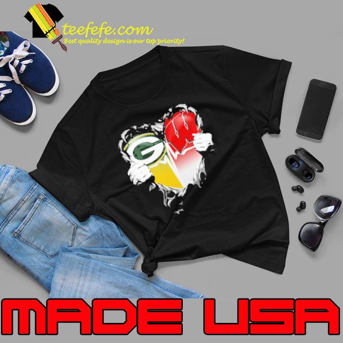 Blood Insides Green Bay Packers And Wisconsin Badgers Heart Heartbeat Shirt Unisex Blood Insides Green Bay Packers And Wisconsin Badgers Heart Heartbeat Shirt Unisex