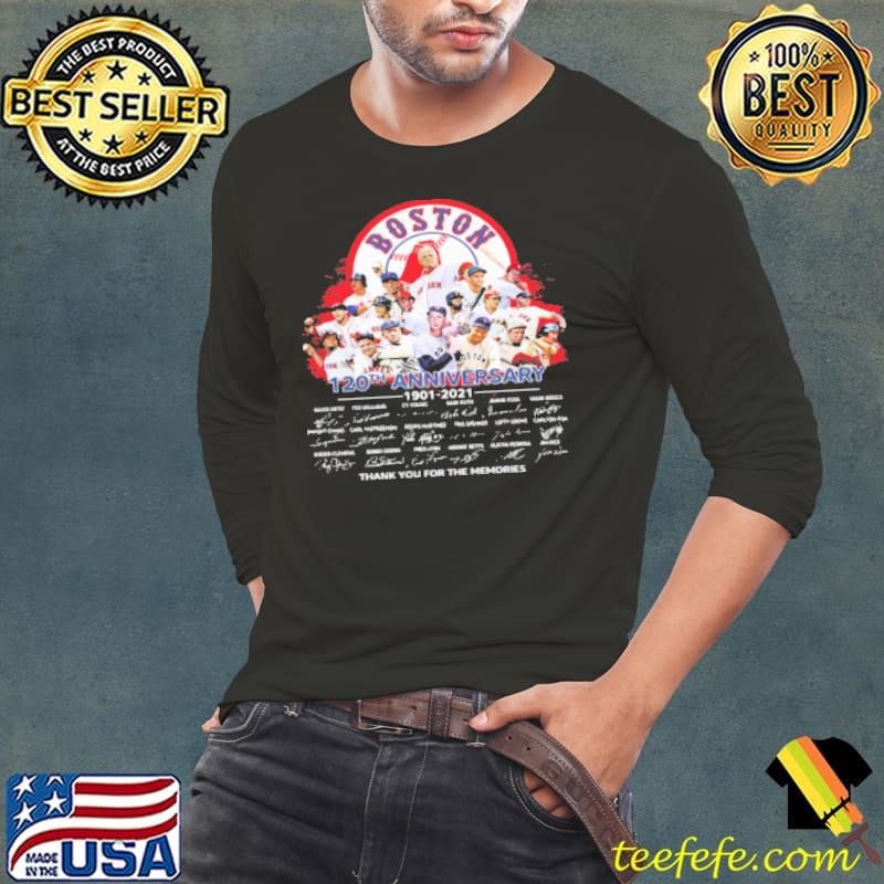 Boston Red Sox 120Th Anniversary Thank You For The Memories Signatures Shirt Long Sleeve Tee Boston Red Sox 120Th Anniversary Thank You For The Memories Signatures Shirt Long Sleeve Tee
