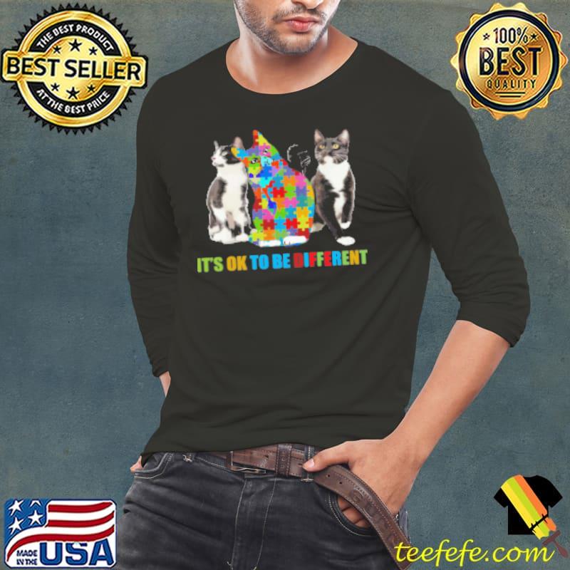 Cat Autism It’S OK To Be Different Shirt Long Sleeve Tee Cat Autism It’S OK To Be Different Shirt Long Sleeve Tee