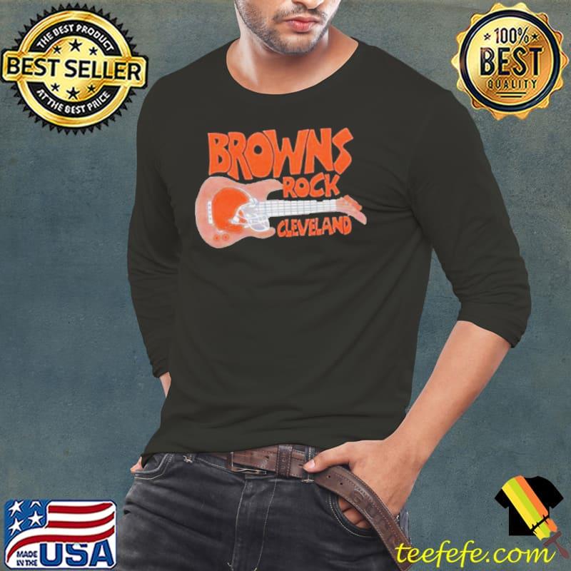 Cleveland Browns Rock Football Helmet And Guitar Shirt Long Sleeve Tee Cleveland Browns Rock Football Helmet And Guitar Shirt Long Sleeve Tee