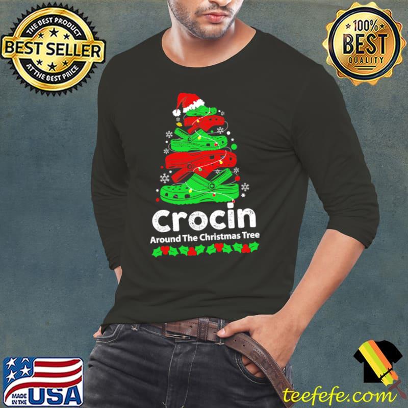Crocin around the Christmas tree santa hat lights T-Shirt Long Sleeve Tee Crocin around the Christmas tree santa hat lights T-Shirt Long Sleeve Tee