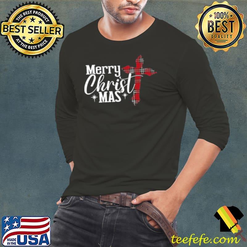 Cross Merry Christmas Christian s Long Sleeve Tee Cross Merry Christmas Christian s Long Sleeve Tee