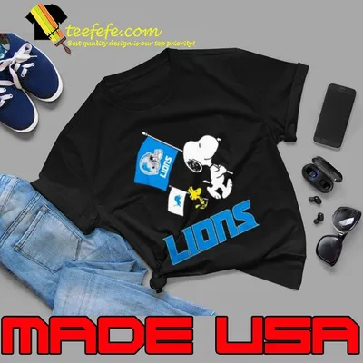 Detroit Lions Flag Helmet Snoopy And Woodstock shirt