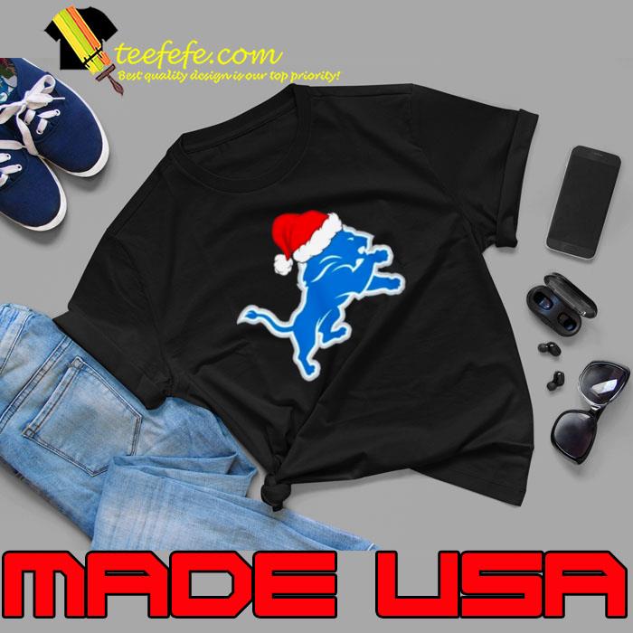 Detroit Lions logo Santa Hat Christmas 2023 Shirt Unisex Detroit Lions logo Santa Hat Christmas 2023 Shirt Unisex