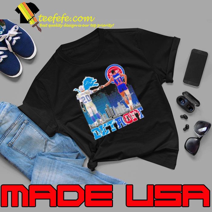 Detroit Lions Sanders and Detroit Pistons Thomas signatures shirt