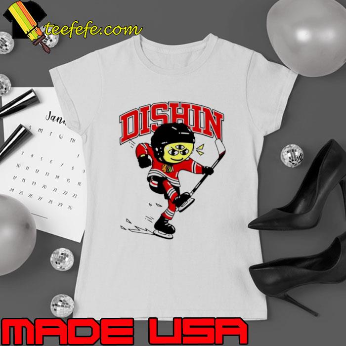 Dishin x Chicago Blackhawks hockey s Ladies tee Dishin x Chicago Blackhawks hockey s Ladies tee