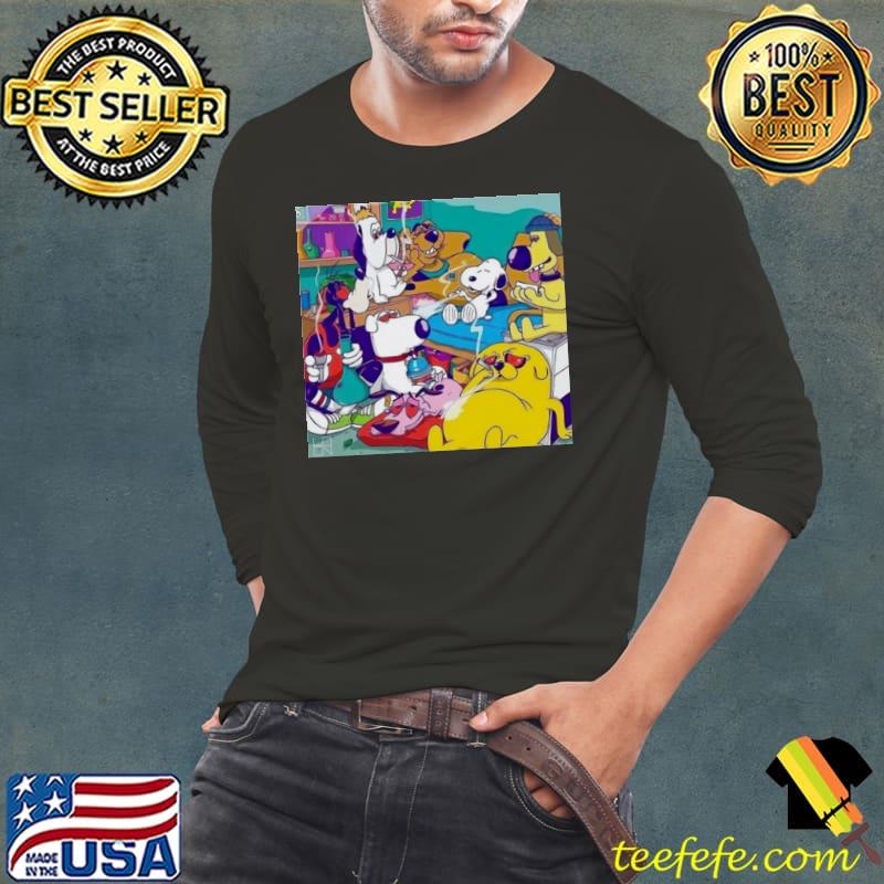 Dogs cartoon characters smoke s Long Sleeve Tee Dogs cartoon characters smoke s Long Sleeve Tee