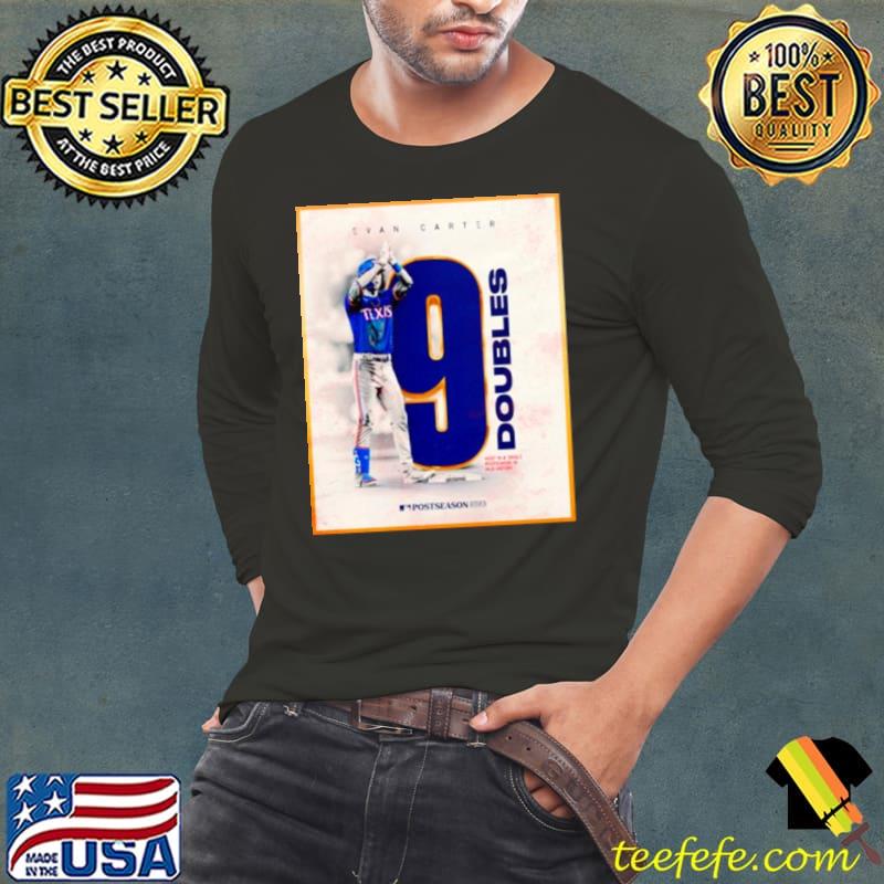 Evan Carter 9 Rangers Doubles 2023 Postseason shirt Evan Carter 9 Rangers Doubles 2023 Postseason shirt