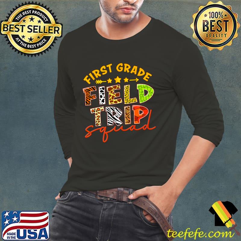 First Grade Zoo Field Trip Squad Matching Students Teacher Leopard T-Shirt Long Sleeve Tee First Grade Zoo Field Trip Squad Matching Students Teacher Leopard T-Shirt Long Sleeve Tee