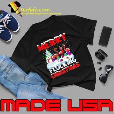 Flamingo merry flocking Christmas shirt