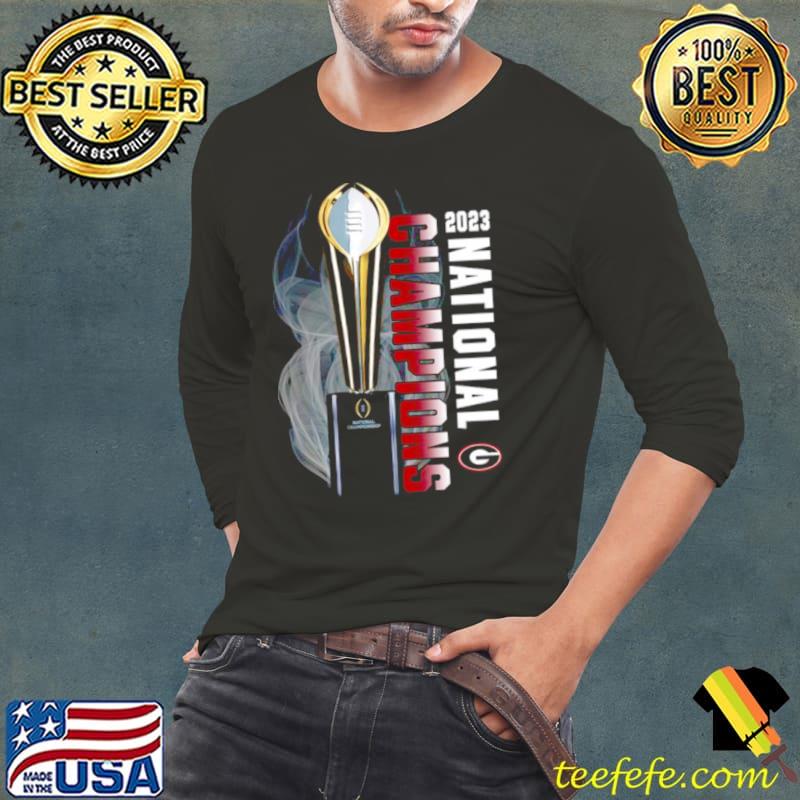 Georgia Bulldogs College Football Playoff 2023 National Champions Trophy Shirt Long Sleeve Tee Georgia Bulldogs College Football Playoff 2023 National Champions Trophy Shirt Long Sleeve Tee