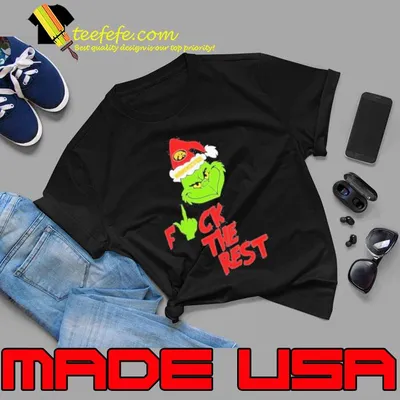 Grinch Hat Santa Iowa Hawkeyes Fuck The Rest Christmas Shirt