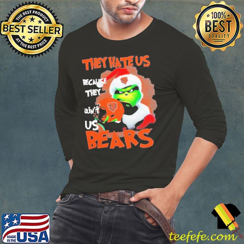 Grinch Hat Santa They Hate Us Because Ain’t Us Chicago Bears Helmet Christmas Shirt Long Sleeve Tee Grinch Hat Santa They Hate Us Because Ain’t Us Chicago Bears Helmet Christmas Shirt Long Sleeve Tee