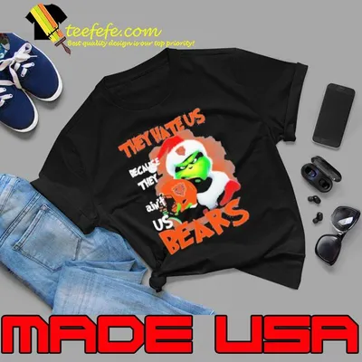 Grinch Hat Santa They Hate Us Because Ain’t Us Chicago Bears Helmet Christmas Shirt