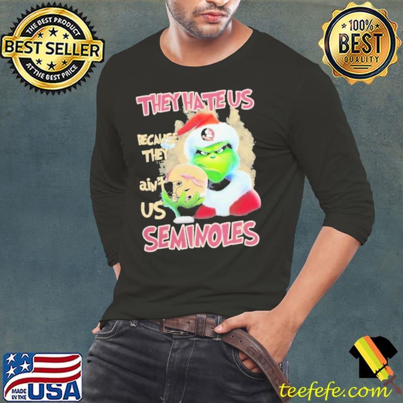 Grinch Hat Santa They Hate Us Because Ain’t Us Florida State Seminoles Helmet Christmas Shirt Long Sleeve Tee Grinch Hat Santa They Hate Us Because Ain’t Us Florida State Seminoles Helmet Christmas Shirt Long Sleeve Tee