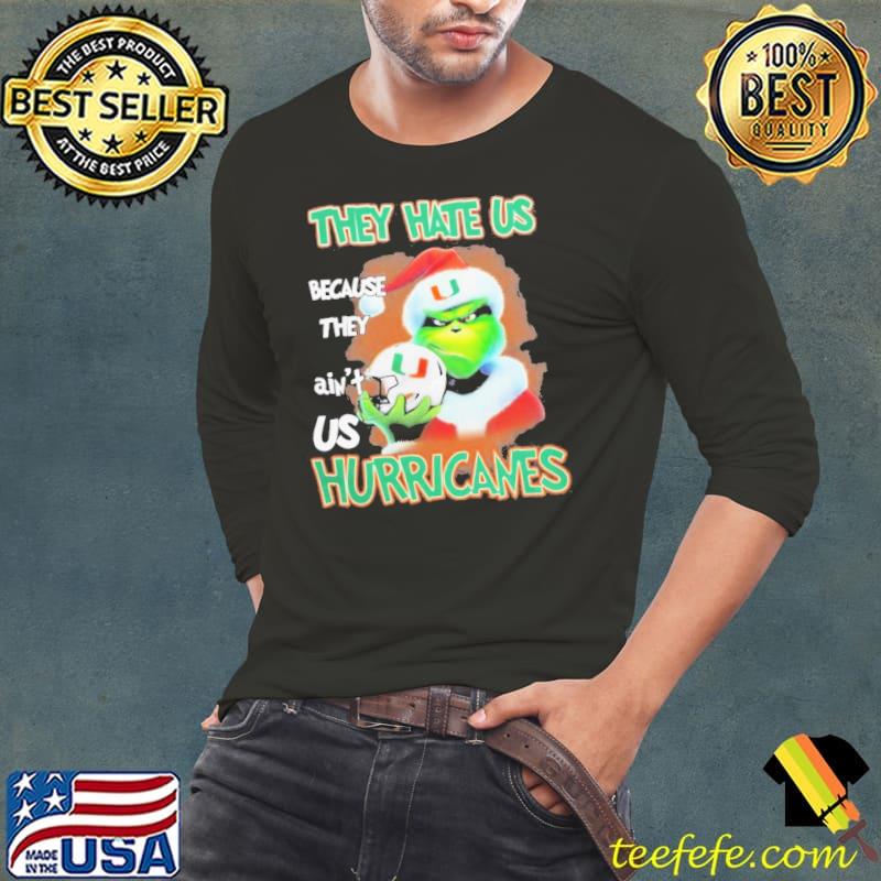 Grinch Hat Santa They Hate Us Because Ain’t Us Miami Hurricanes Helmet Christmas Shirt Long Sleeve Tee Grinch Hat Santa They Hate Us Because Ain’t Us Miami Hurricanes Helmet Christmas Shirt Long Sleeve Tee