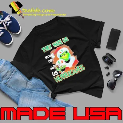 Grinch Hat Santa They Hate Us Because Ain’t Us Miami Hurricanes Helmet Christmas Shirt