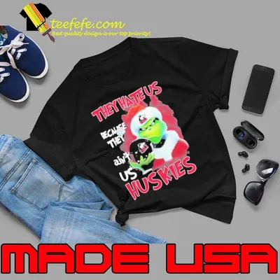 Grinch Hat Santa They Hate Us Because Ain’t Us Northern Illinois Huskies Helmet Shirt